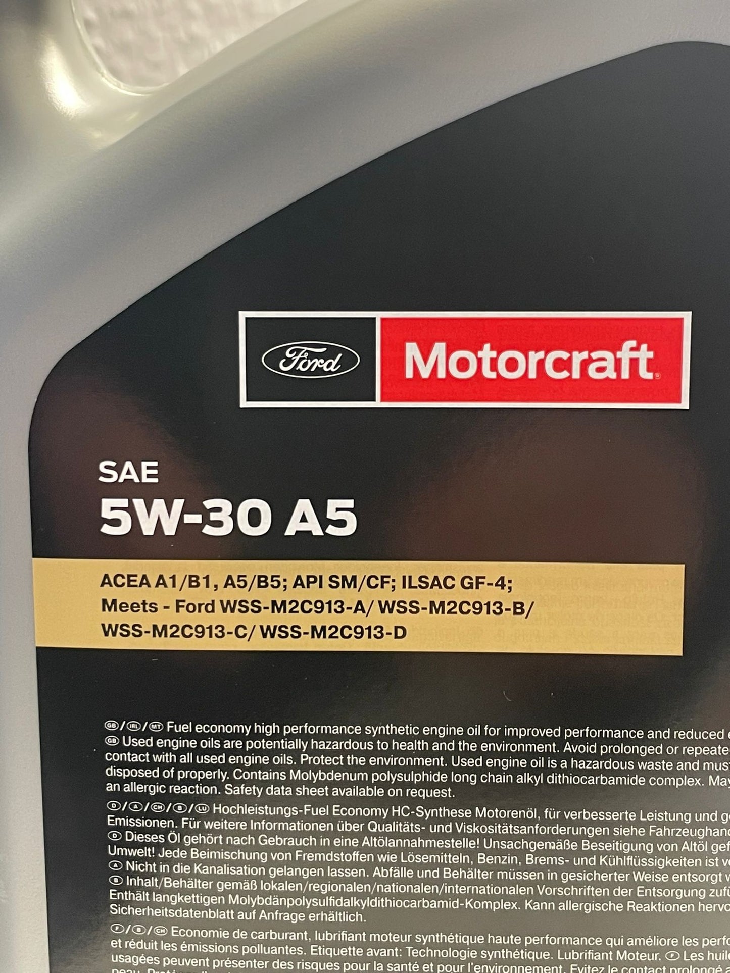 ORIGINAL FORD Motorcraft A5 5W-30 5L Motoröl