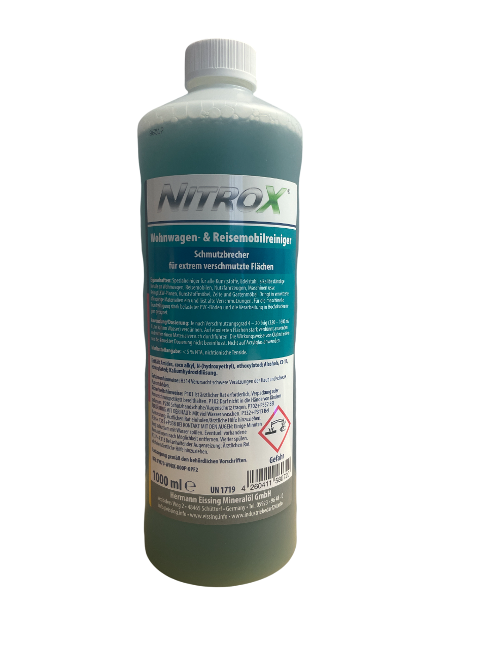 NitroX Wohnwagen- und Reisemobilreiniger 1L Flasche hinten