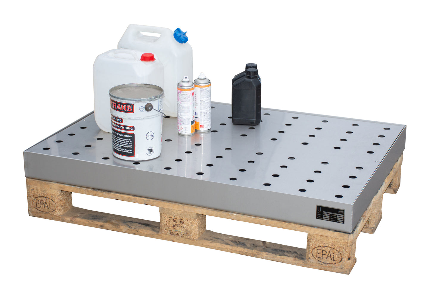BAUER SÜDLOHN Kleingebindewanne für Paletten KGW-P 4/M V4A, Edelstahl 1.4571-C