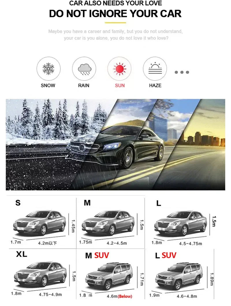 Full Car Cover Indoor Outdoor Car Protective Cover Sun Shade Dustproof Anti UV Protection Cover Universal for Sedan SUV