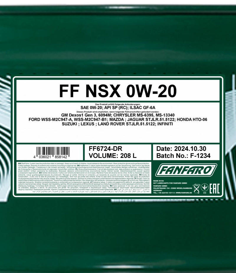 fanfaro-nsx-0w-20-208l-spec
