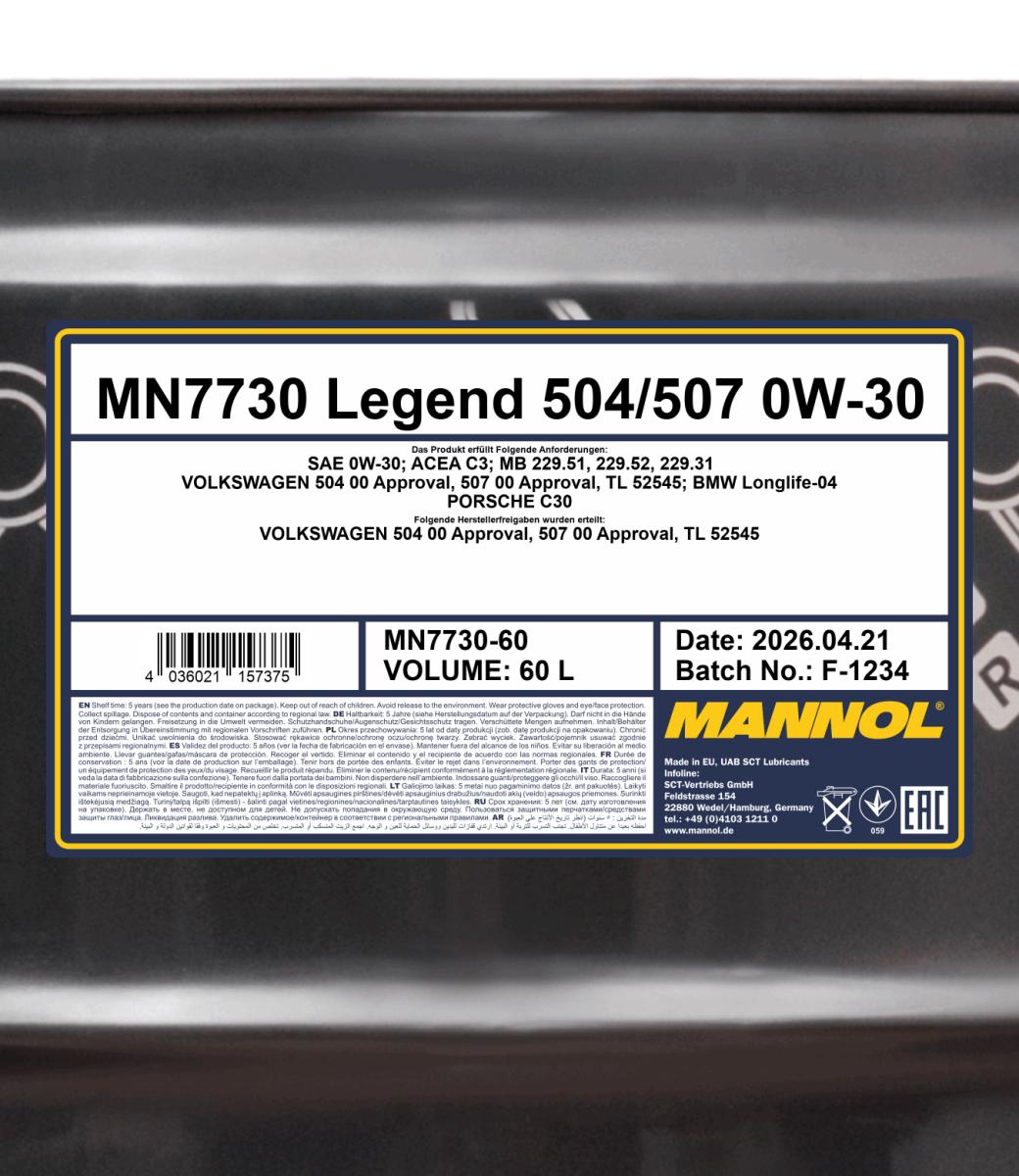 MANNOL 7730 Legend 504/507 0W-30-60l-detail