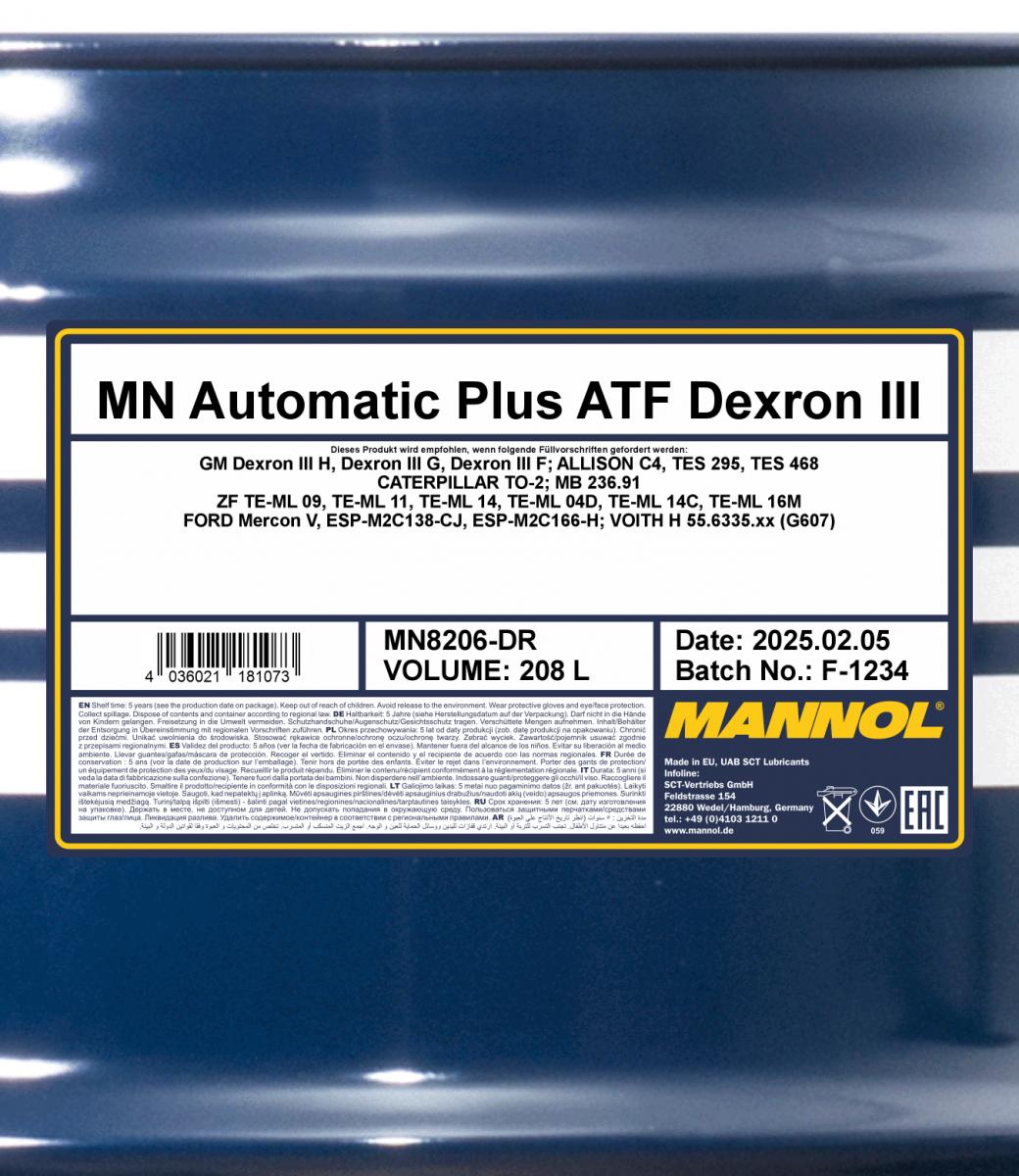 mannol-automatic-plus-atf-diii-208l-spec
